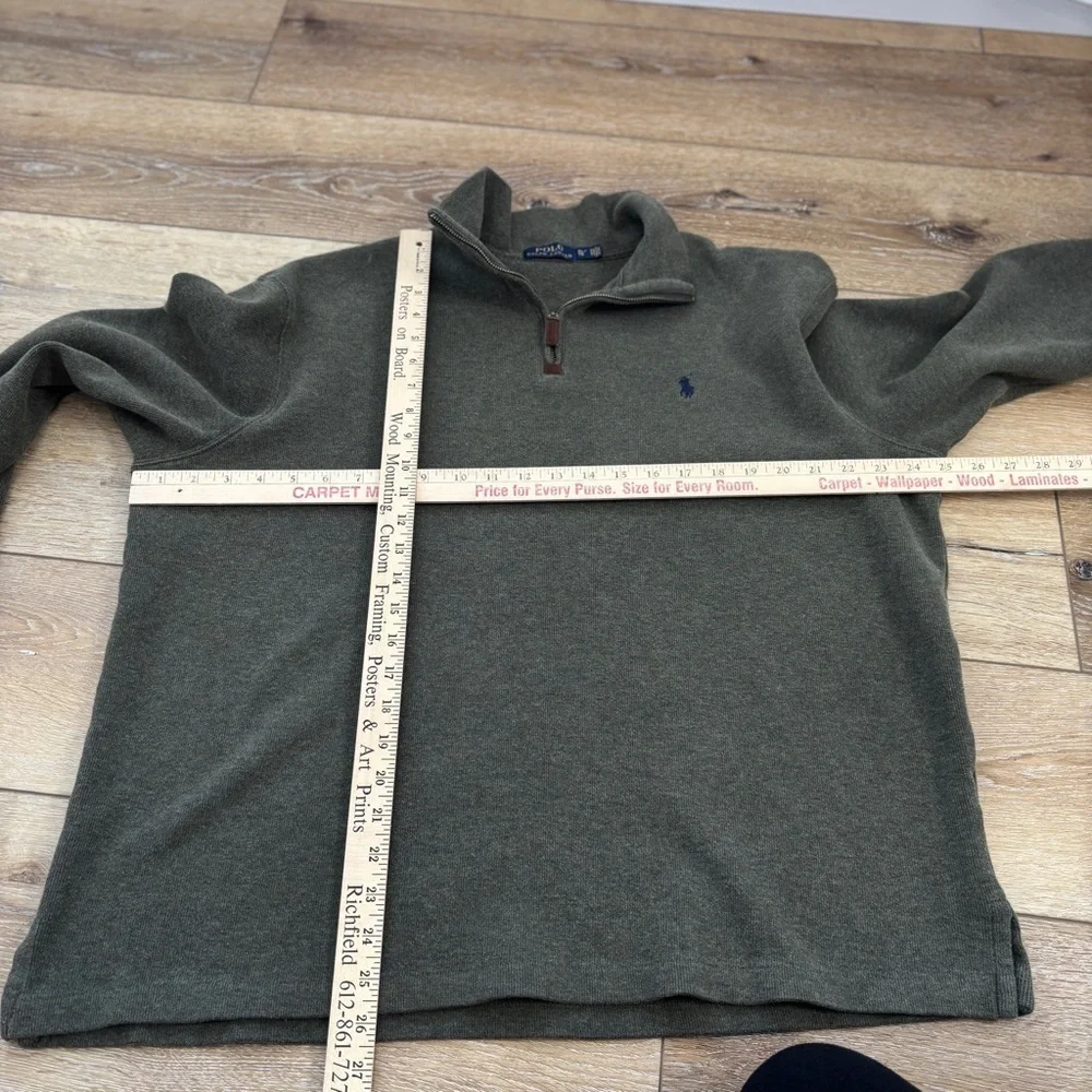 Polo Ralph Lauren Sweater Mens X-Large Estate Rib Green 1/4 Zip Cotton Pony Logo
